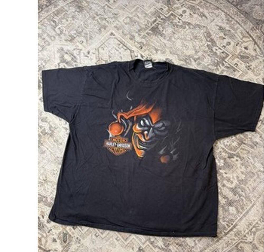 Harley Davidson Joker T Shirt 3XL Black Sinister Jester Kauai Hawaii Biker EUC